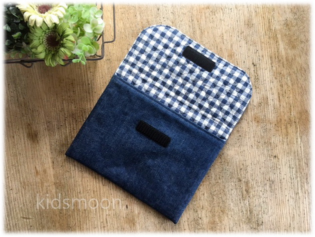 幼稚園お便り入れデニムマジックテープシンプル手作り