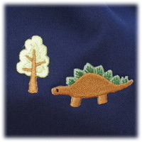 オーダーメイドのおしゃれかわいいネイビーコップ巾着袋（恐竜）幼稚園 